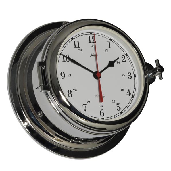 Glasenuhr traditioneller Art mit Quarzwerk in chrom mit arabischen Ziffern