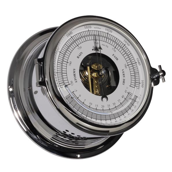 Schiffsbarometer und Hygrometer im Chromgehäuse