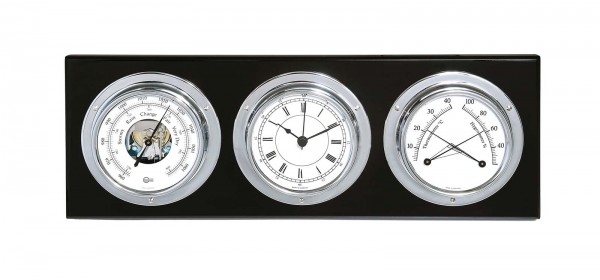 Barigo Wetterstation Mahagoni schwarz chrom quer
