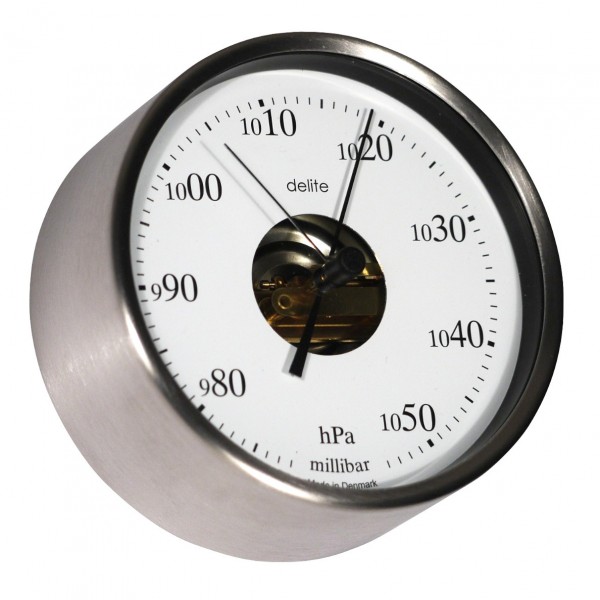 Clausen Barometer Edelstahl gebürstet Skala weiß 100mm
