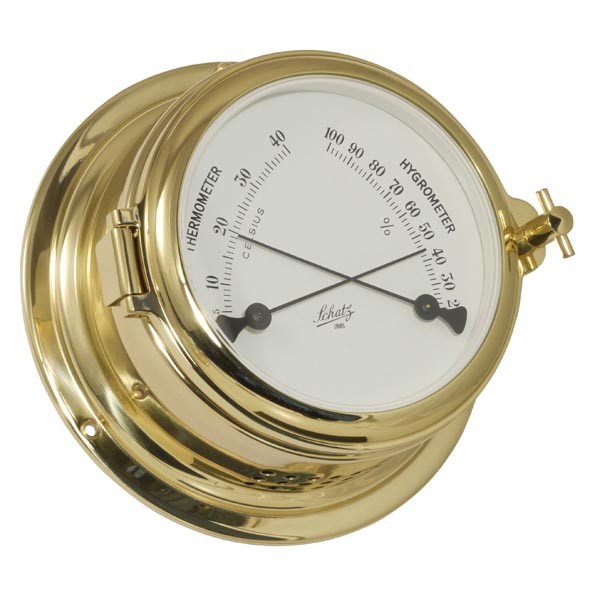 Thermometer und Hygrometer in einem Messinggehäuse