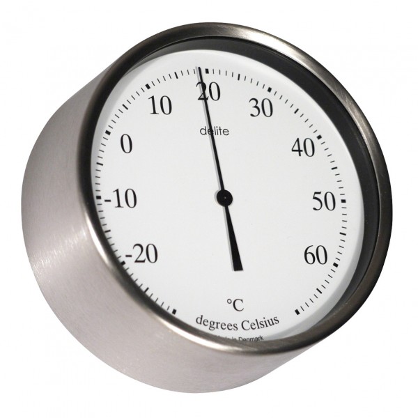Clausen Thermometer Edelstahl gebürstet Skala weiß 100mm