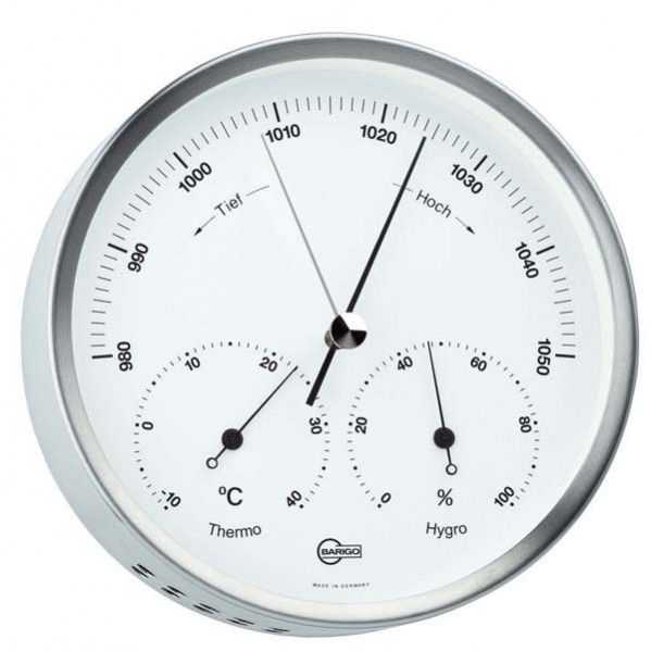 Innen- Außen Wetterstation analog Thermometer Hygrometer Barometer Edelstahl 