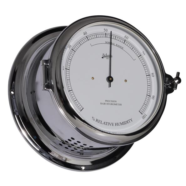 Haar-Hygrometer im großen verchromten Messinggehäuse