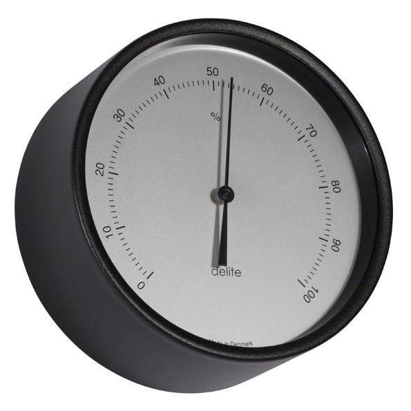Clausen Hygrometer Edelstahl schwarz lackiertØ100mm