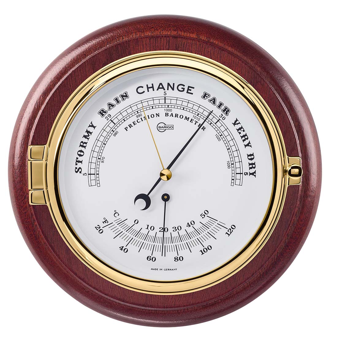 Schiffsbarometer Maritimes Barometer Messing verchromt Ø 11 cm 