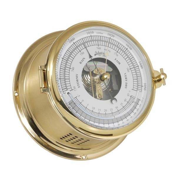 Barometer und Thermometer in einem Messinggehäuse