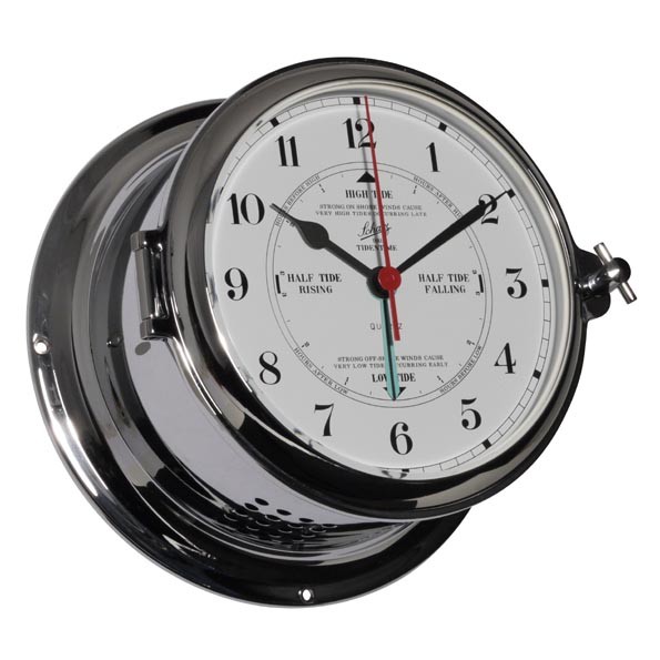 Große Tidenuhr im verchromten Messinggehäuse