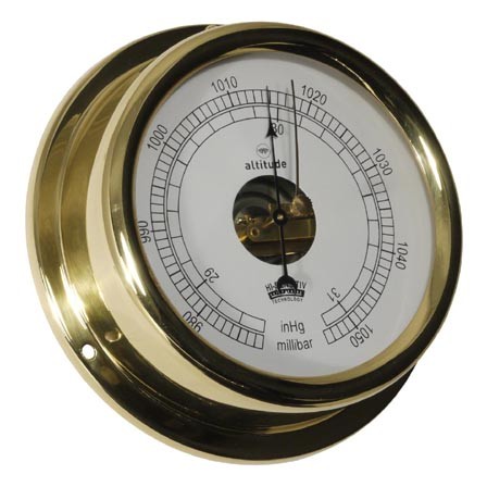 Schiffsbarometer im großen Messinggehäuse