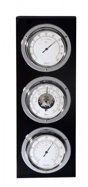 Barigo Kapitäns Wetterstation Baro Thermo Hygro Mahagoni schwarz hoch 370mm x 130mm