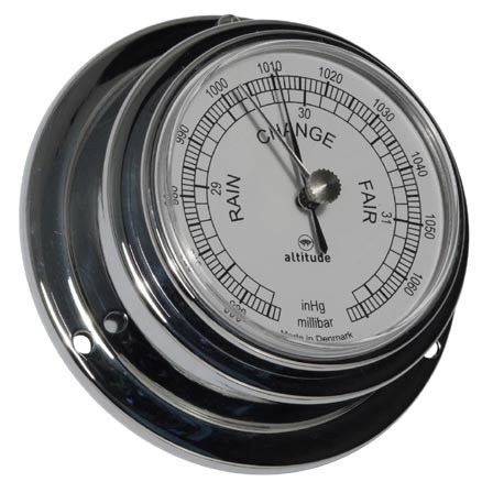 Kleines Schiffsbarometer im Chromgehäuse