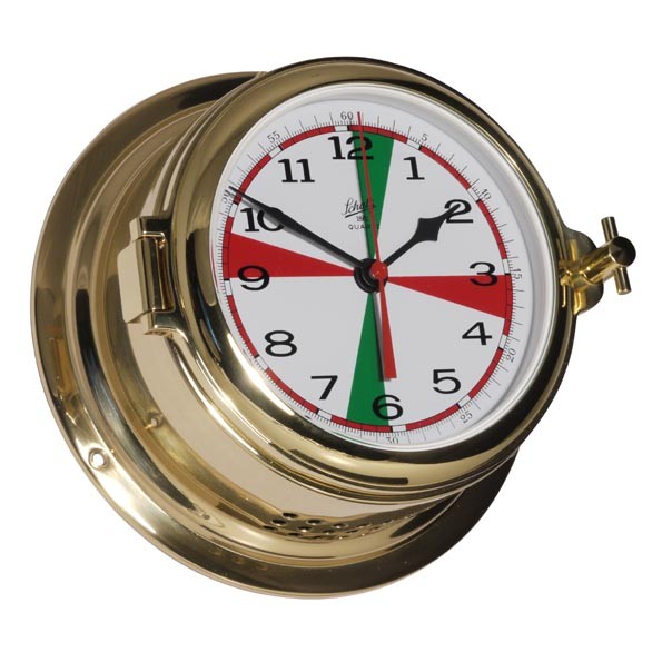 Schiffsuhr mit Funkruhezeiten in Messing