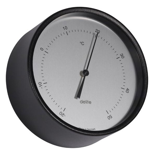 Clausen analog Thermometer Edelstahl schwarz lackiert