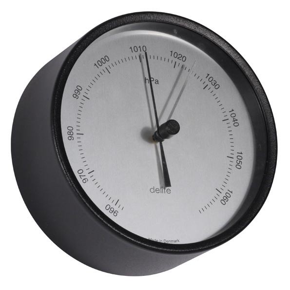 Clausen analog Barometer Edelstahl schwarz lackiert