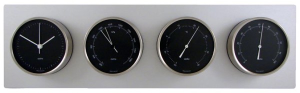 Clausen Wetterstation Edelstahl gebürstet, Skala schwarz